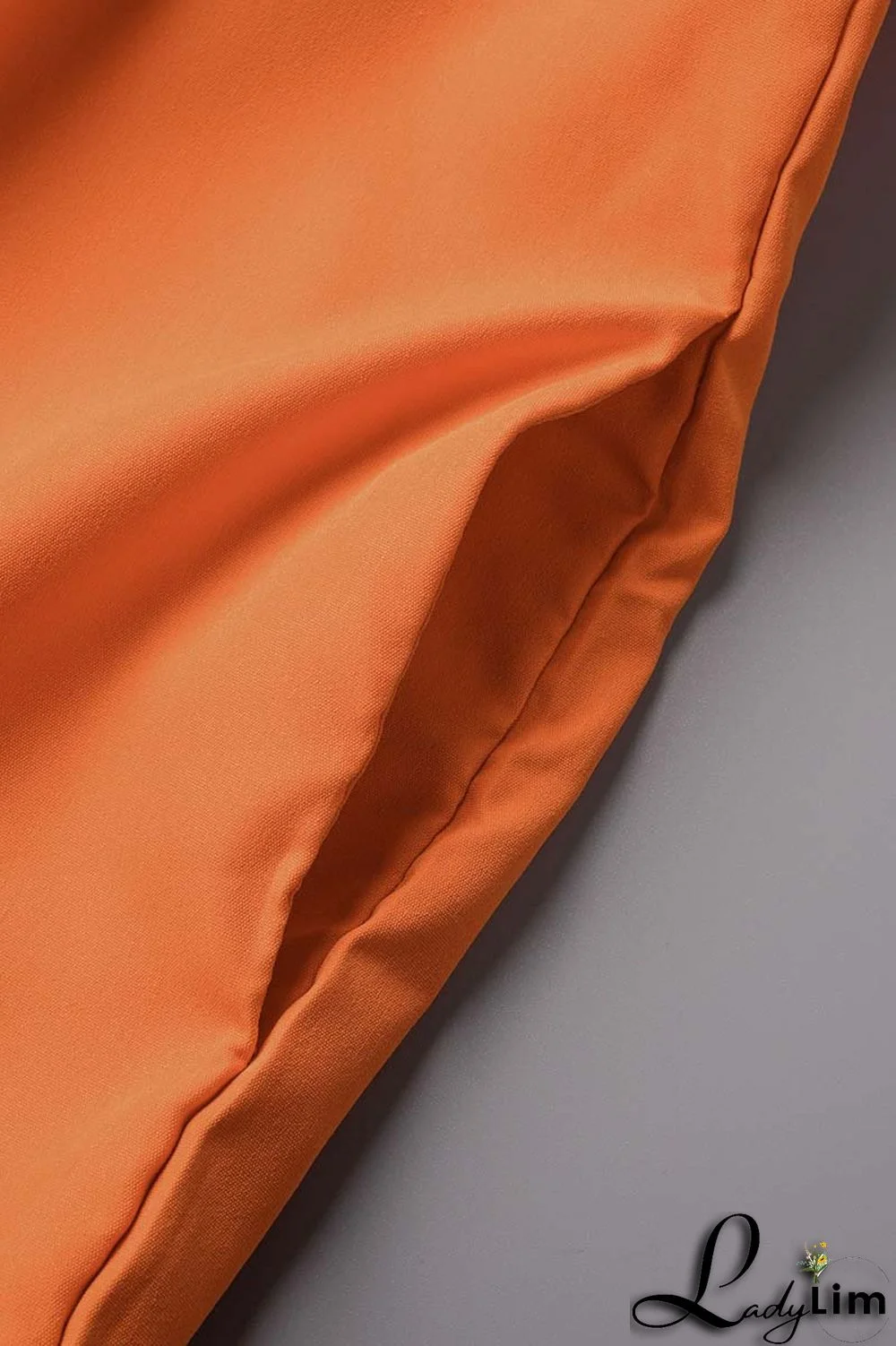 Orange Casual Solid Patchwork Turndown Collar Regular Romper