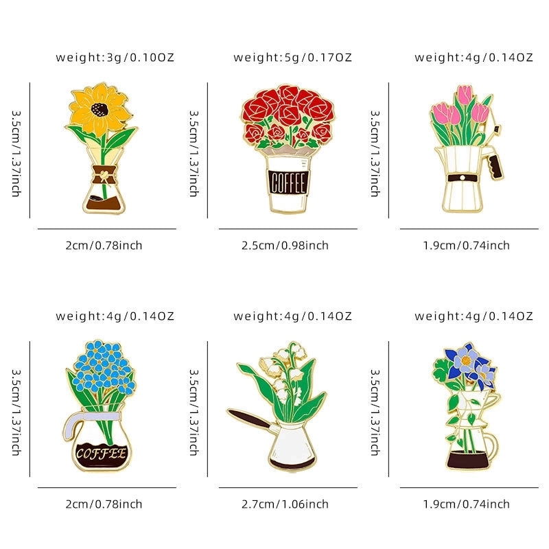 Elegant Cartoon Style Sweet Pin Sunflower Rose Flower Alloy Stamping Stoving Varnish Plating Unisex Badge Brooches Collar Pin