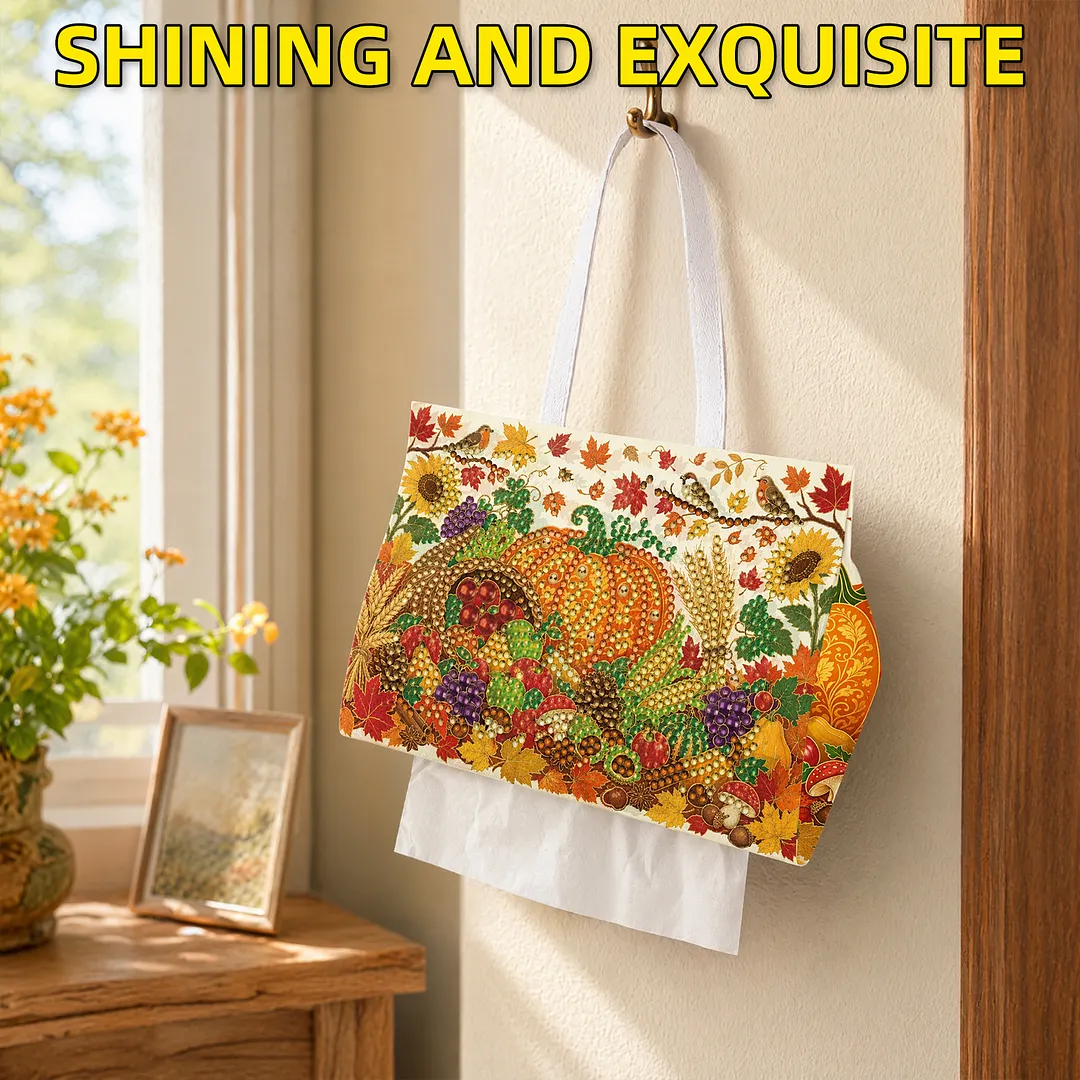 Diamond Tissue Organizer Exquisite Craftsmanship for Bathroom Bedroom Decor (Harvest)