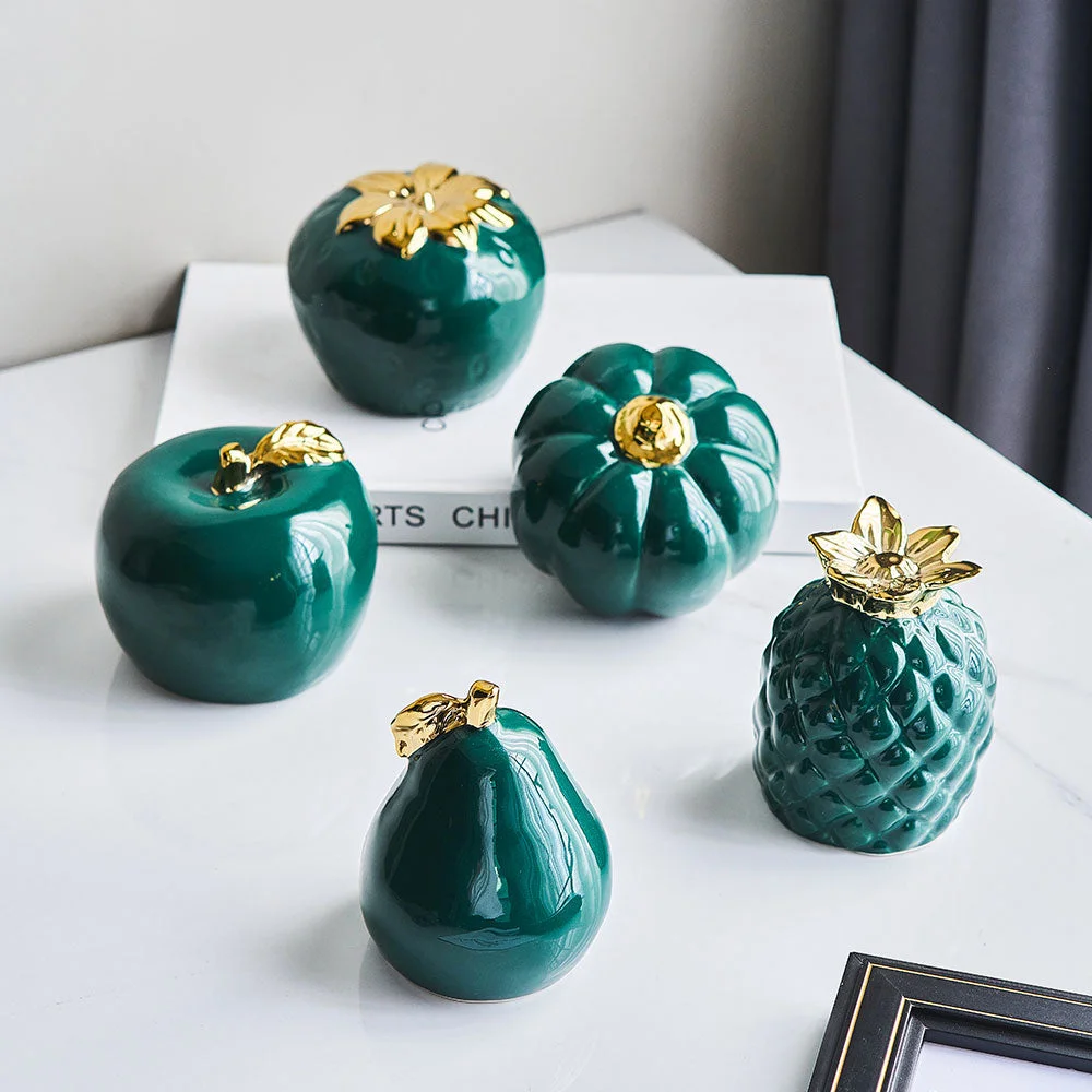 Art Ceramic Fruit Figurines Statue Home Decoration Accessories For Living Room Modern Pumpkin Pineapple Office Desktop Decor