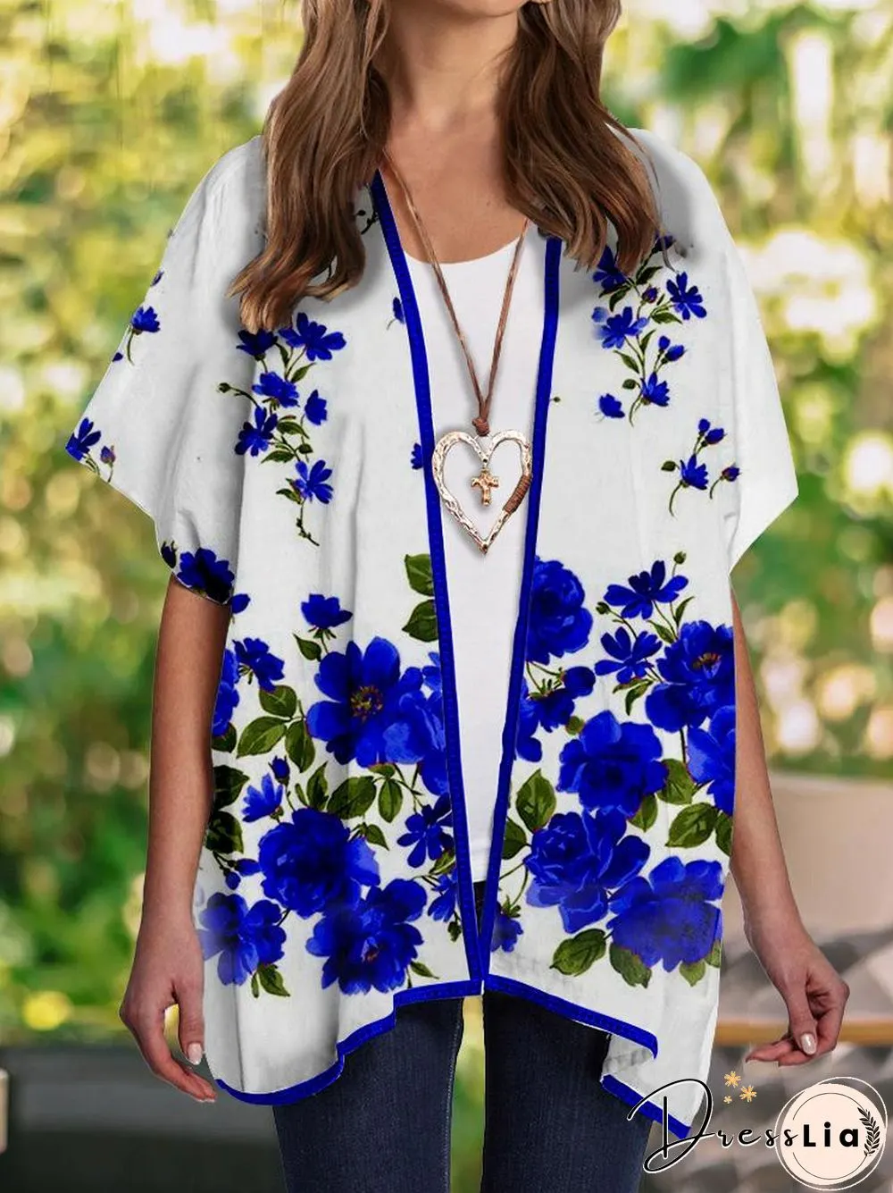 Loose Pattern Short Sleeve Outerwear