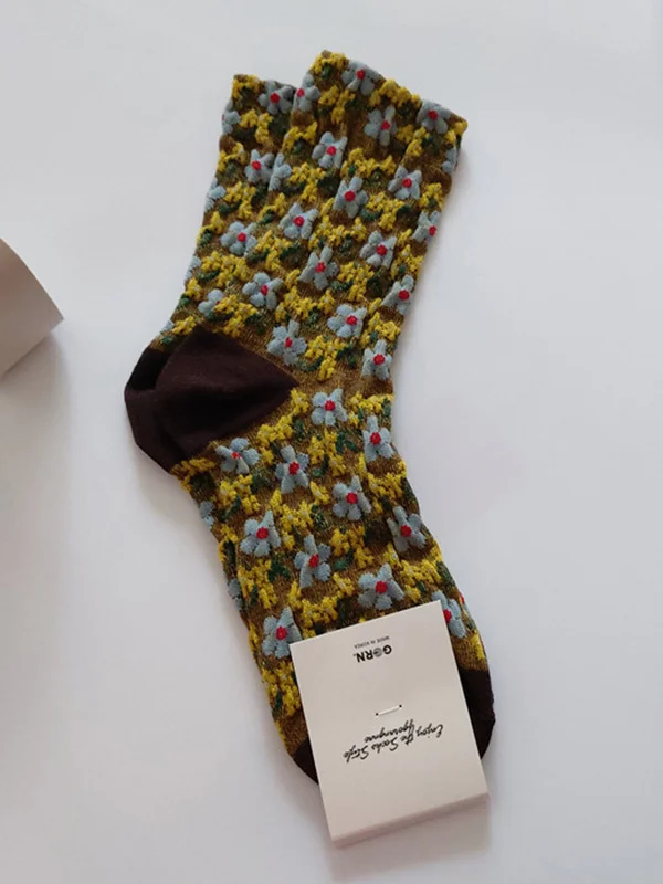 Vintage Artistic Retro 4 Colors Knitting Socks