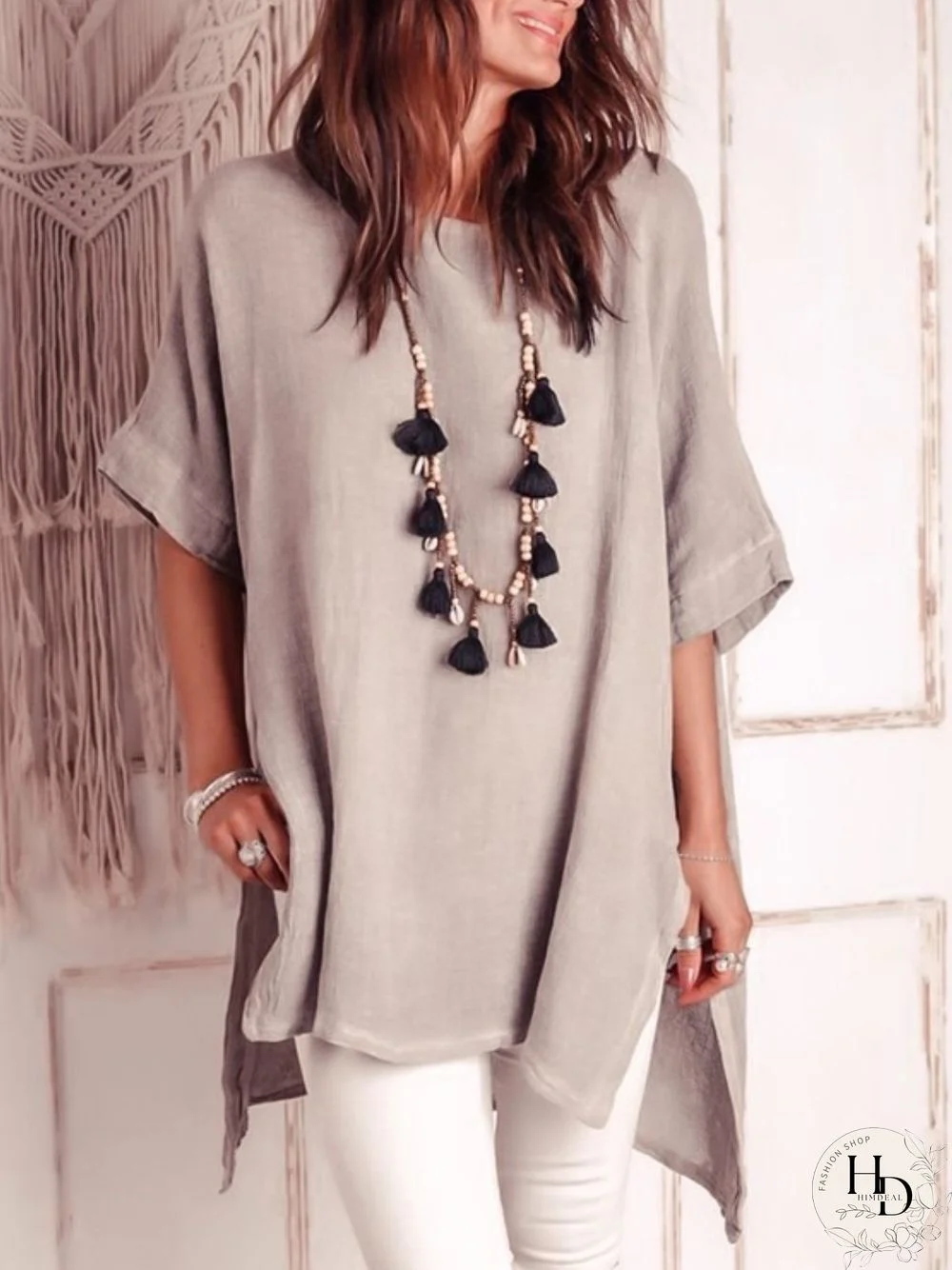 Casual Crew Neck Half Sleeve Solid Tops