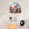 Happy Old Lady Doing Sewing-11CT Stamped Cross Stitch 45*45cm/17.72*17.72in