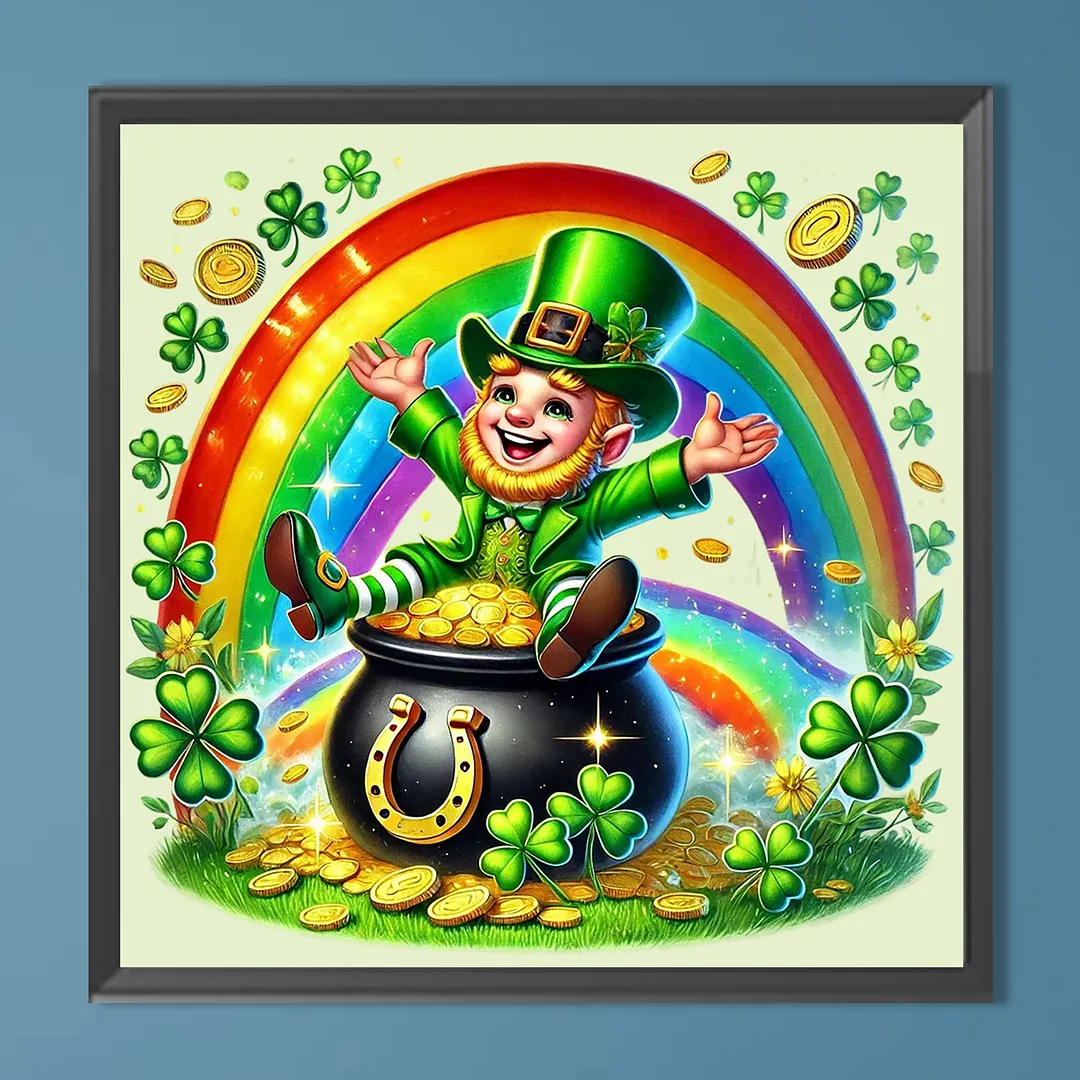 St Patricks Day Full DIY 5D Round Drill Diamond Art Kits for Home Wall Decor 40x40cm