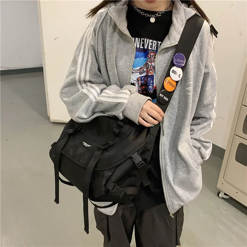 Harajuku Techwear Canvas Bag Gothic Crossbody Bags For Women Handbag Purses And Handbags Bolsas Feminina Shoulder Bag Female