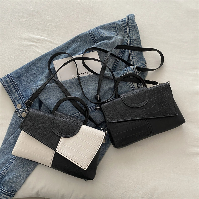 Women's Pu Leather Color Block Streetwear Square Magnetic Buckle Crossbody Bag