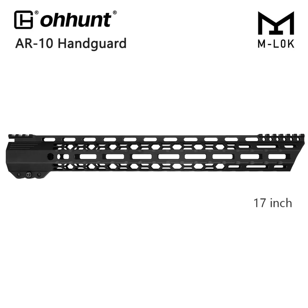 ohhunt® High Profile AR-10 LR308 M-lok Free-Float Handguard with Angle Cut Front 15" 17"