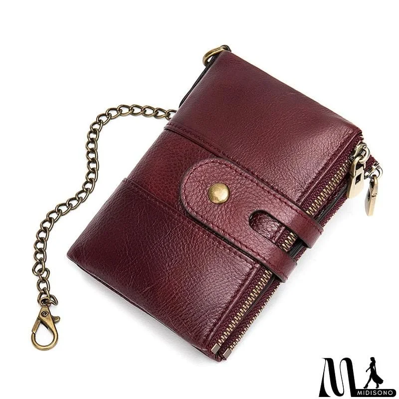 MidiSono - Mens Anti-Theft Multipockets Vintage Leather Wallets