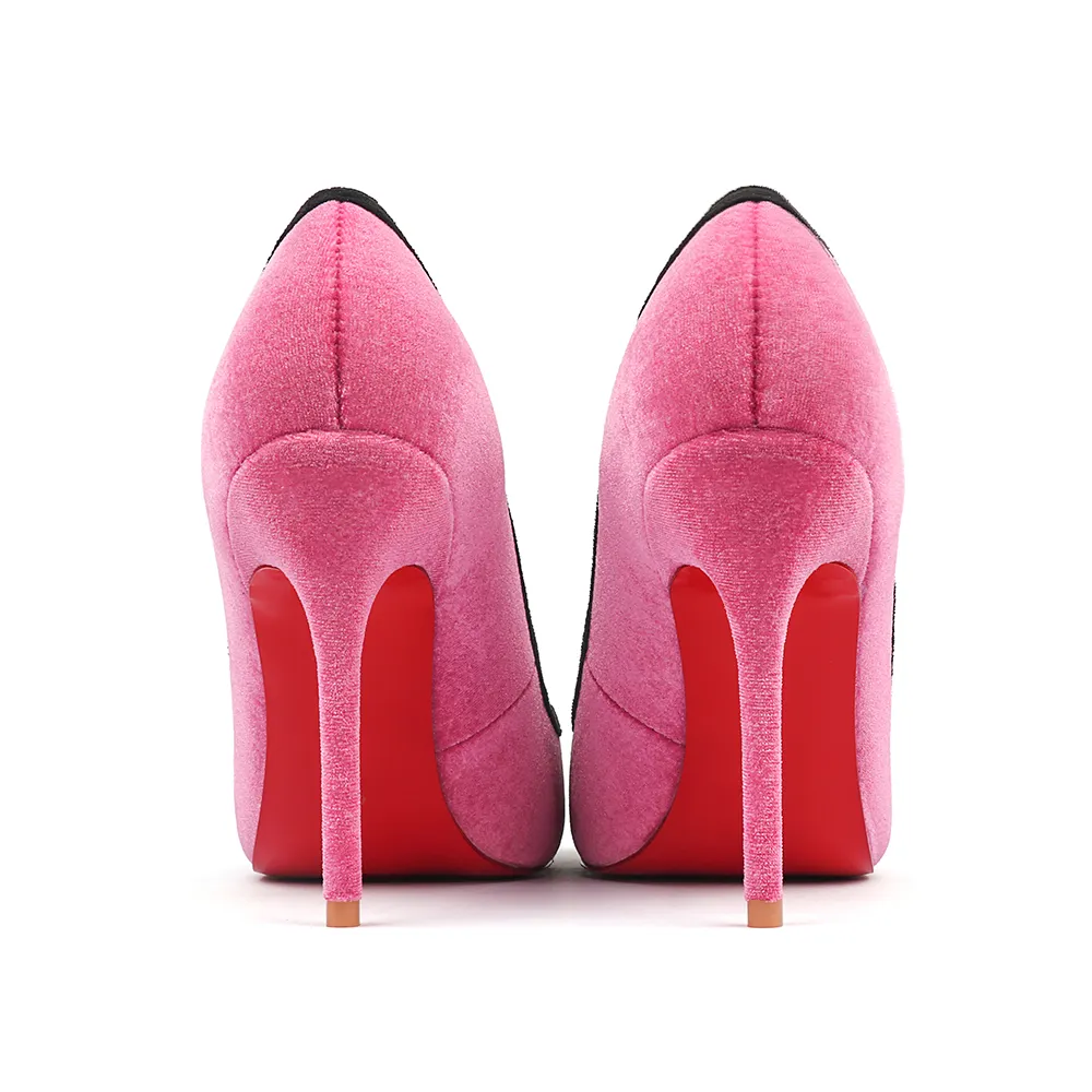 100mm/120mm Bowknot Fashion High Heels Sexy Prom Mixed Colors Red Bottoms Stiletto Coral Fleece-vocosishoes