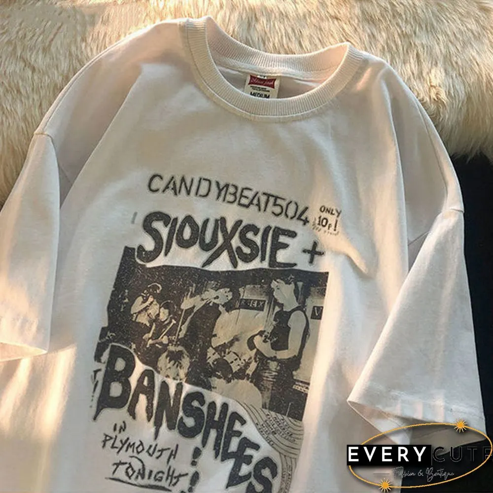 Oversized Shirt Grunge Vintage Harajuku Womens T-Shirt New Summer Short Sleeve Hip-hop