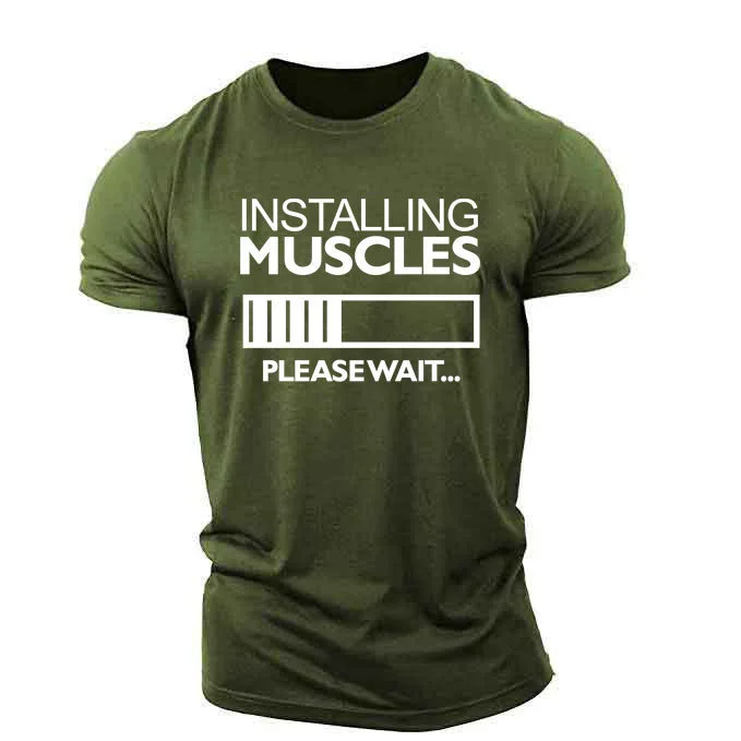 Installing Muscles Print T-shirt / [viawink] /