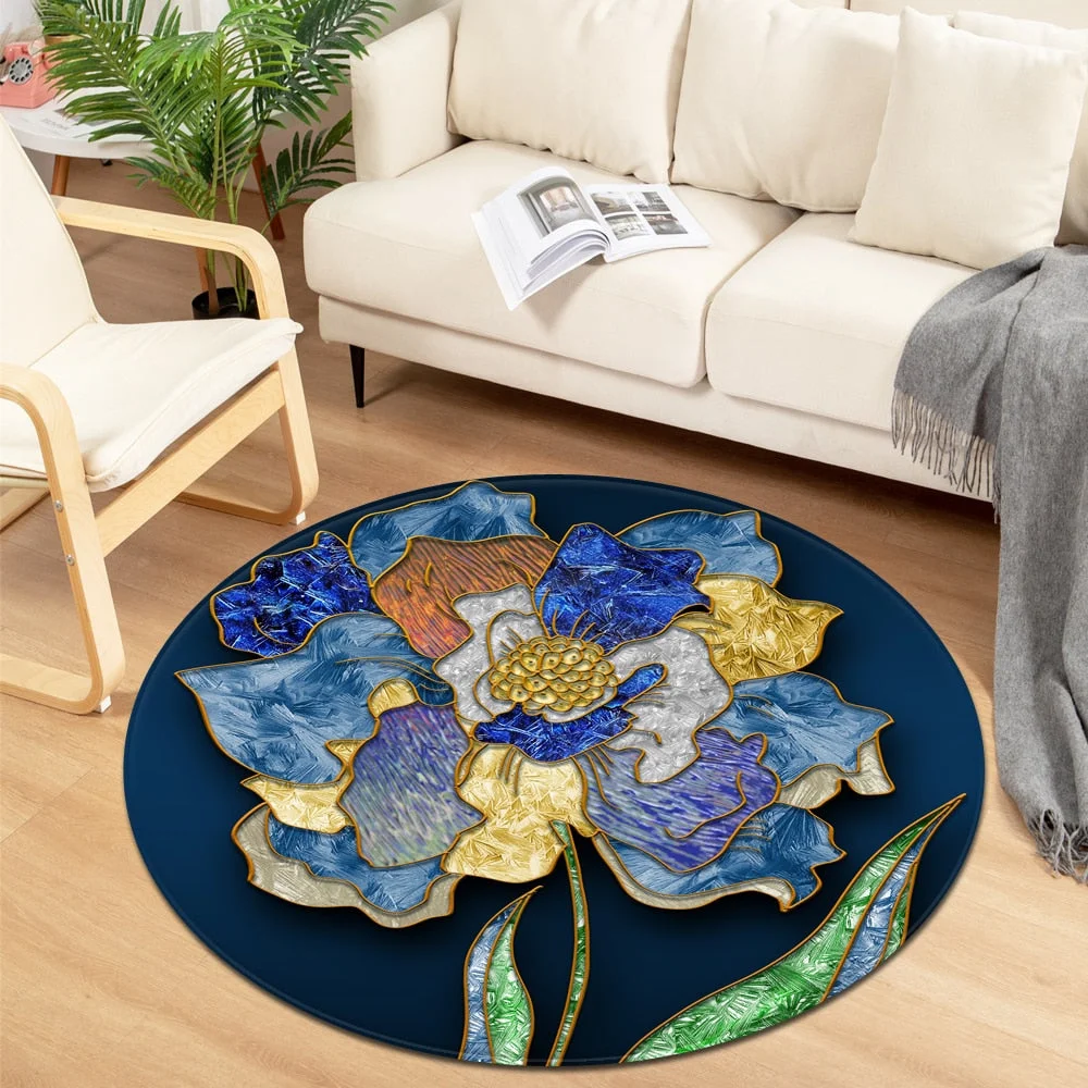Modern Round Carpet Children Bedroom Bedside Mat Living Room Chair Large Carpet Home Kids Room Decorative Anti-Slip Floor Rugs