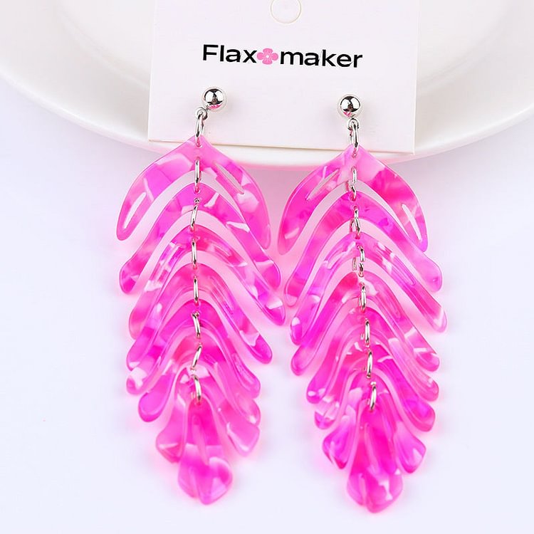 Flaxmaker Simple Leaf Pendant Earrings