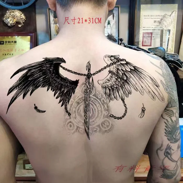 Devil Wings Skull Cross Tattoo Sticker Men and Women Back Chest Waterproof Flower Lion Body Art Fake Tattoo Cool Tattoo Sticker