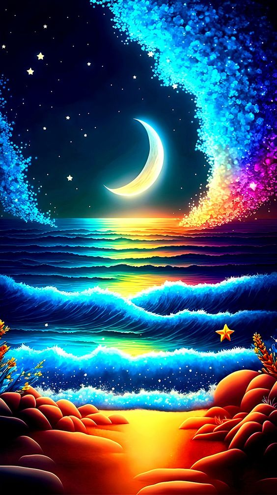 Moonlight By The Sea 40*70CM (Canvas)AB Round Drill Diamond Painting gbfke