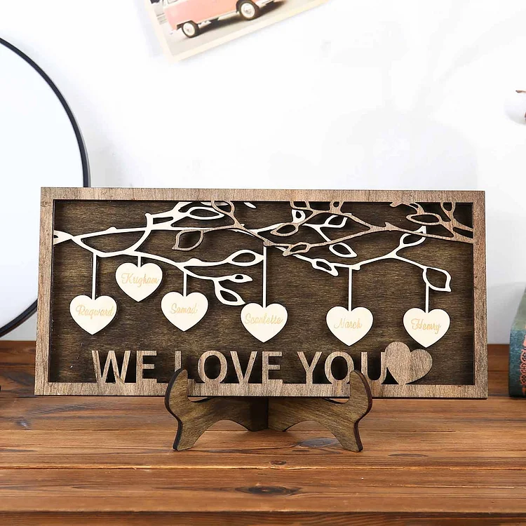 Custom Family Tree Sign Engrave 6 Names Wooden Family Frame Home Decor
