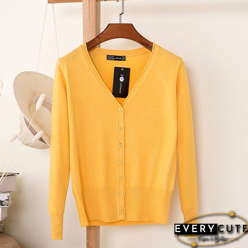 Casual Women Knitted Cardigan Sweater Autumn Winter Women Solid Color V-Neck Long Sleeve Plus Size Crochet Knit Sweater Coat