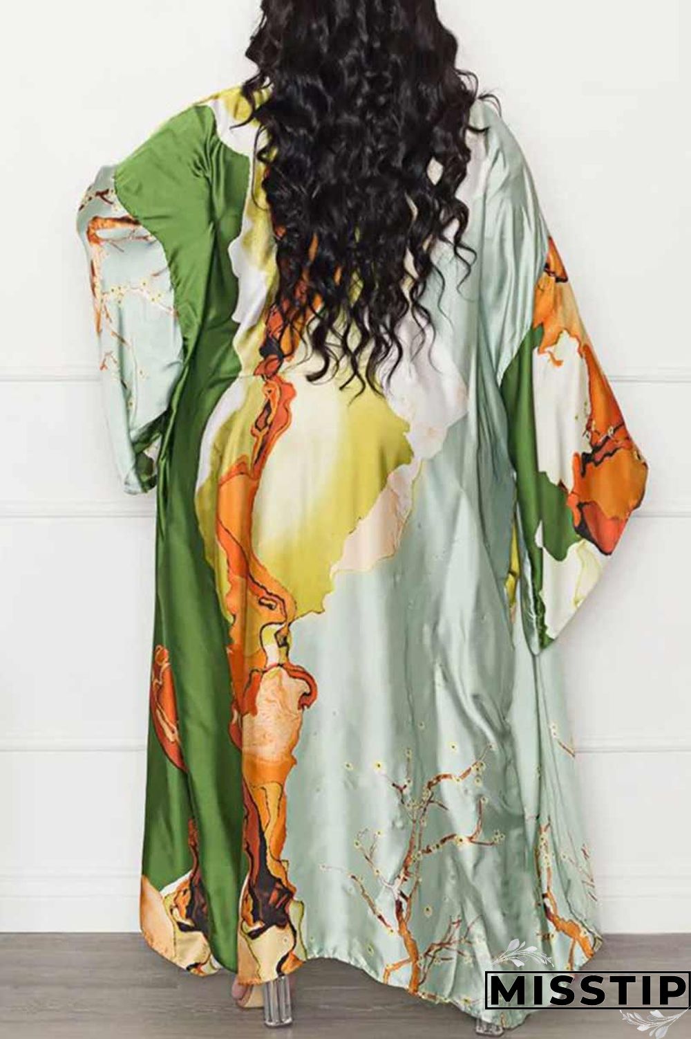 Red Fashion Casual Print Patchwork Outerwear(Without Belt)