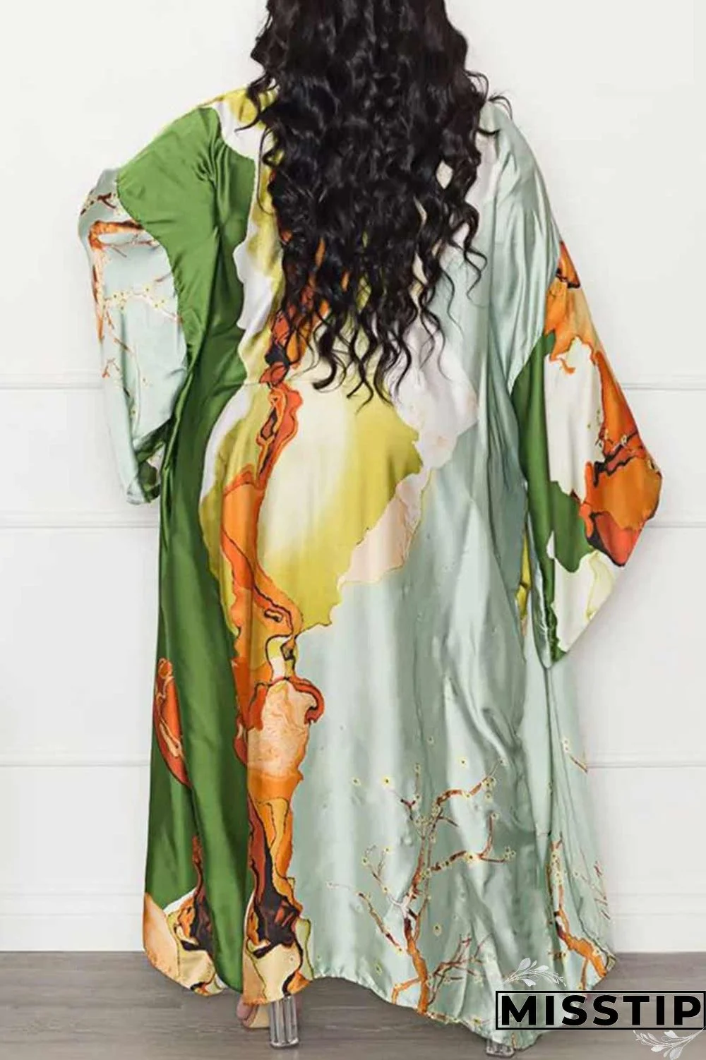 Red Fashion Casual Print Patchwork Outerwear(Without Belt)