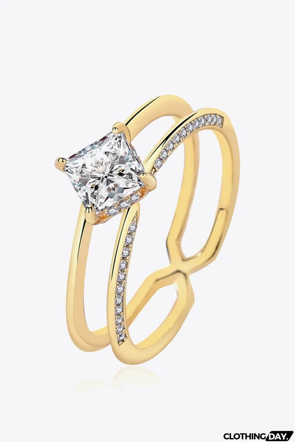 Moissanite 18K Gold-Plated Double-Layered Ring