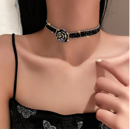 Black Crystal Choker Necklaces