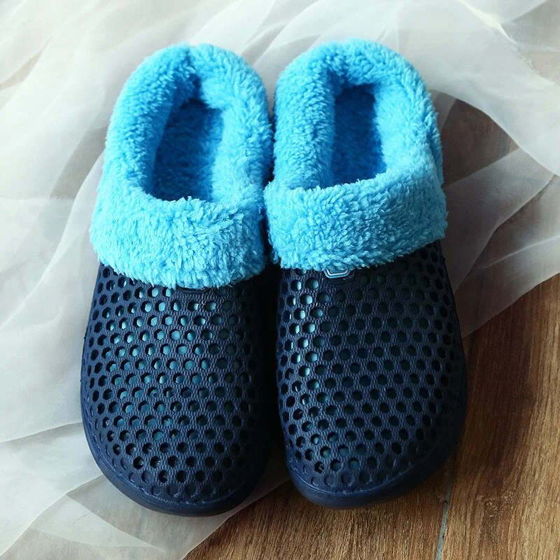 Qengg Home Cotton Shoes Men Winter Plush Slippers Casual Indoor Garden Sandals Men Slip On Flat Rubber Loafers Zuecos Hombre