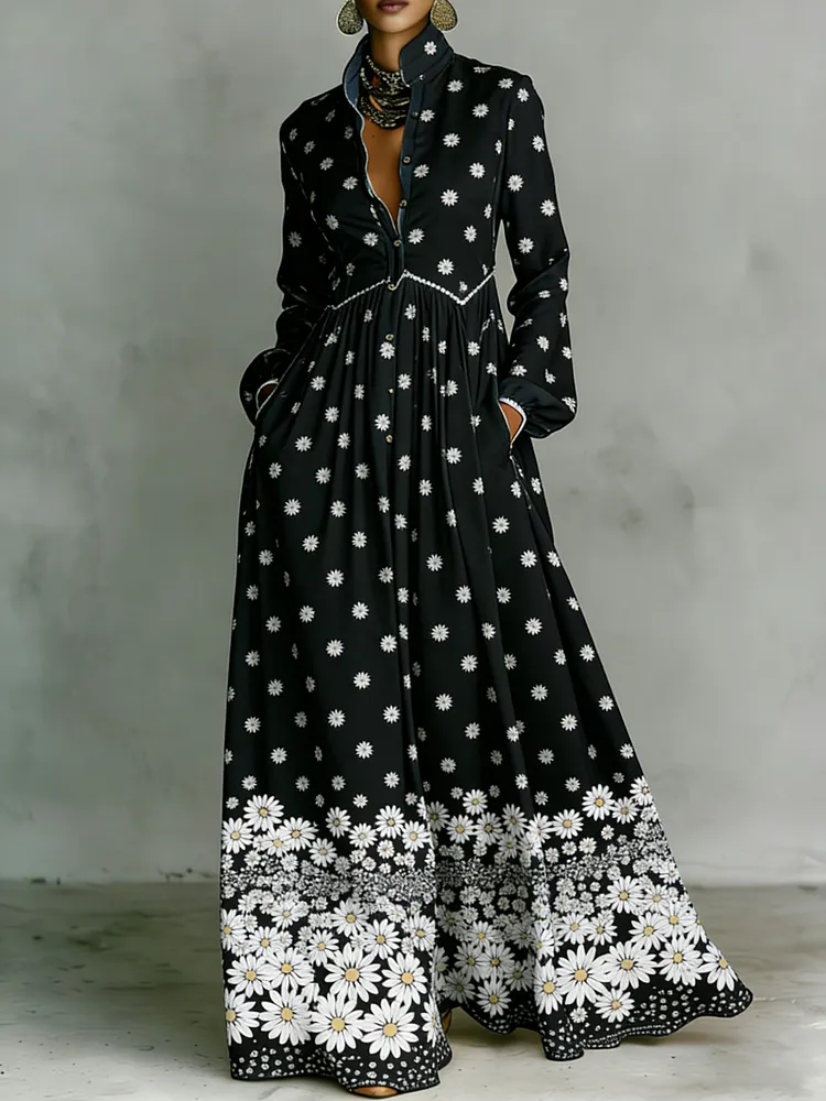 Women's Printed Elegant Romantic Vacation Medium Sleeve Maxi Dress