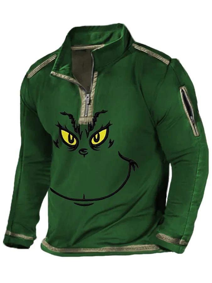 Men'S Zipper Stand Collar Pocket Sweatshirt