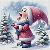 Gnome Playing With Snow - 11CT Stamped Cross Stitch - 40*40cm