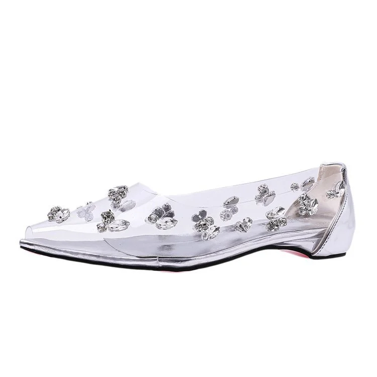 Yyvonne Transparent Water Drill Single Shoes Women 2025 Summer New Banquet Flat Bottom Small Fish Mouth With Feet Wedding Shoes Korean Version Of Sandals
