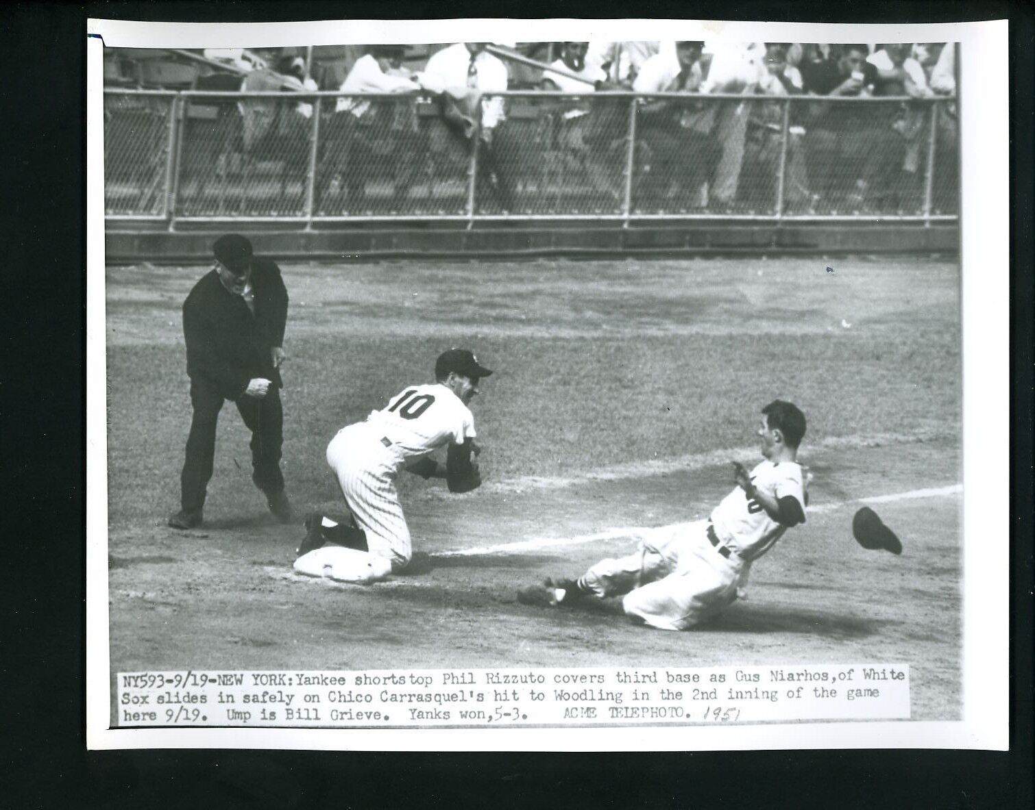 Gus Niahros Phil Rizzuto Bill Grieve 1951 Press Photo Poster painting Chicago White Sox Yankees