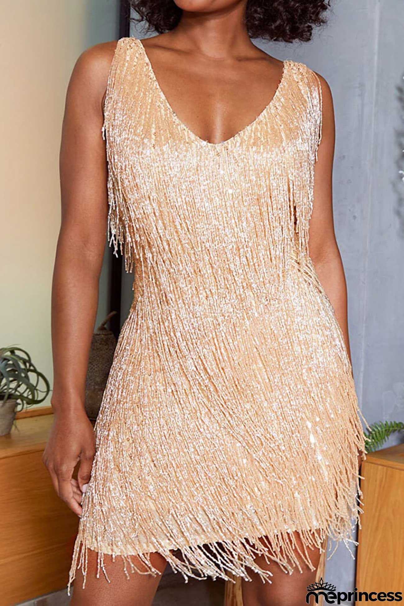 Sequins Tassel Tank Mini Dress