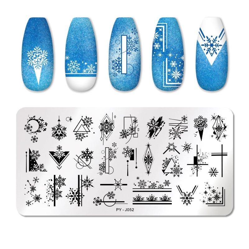 PICT YOU Christmas Nail Stamping Plates Snowflake Festival Pattern Nail Art Image Plates Nail Printing Stencil Templates