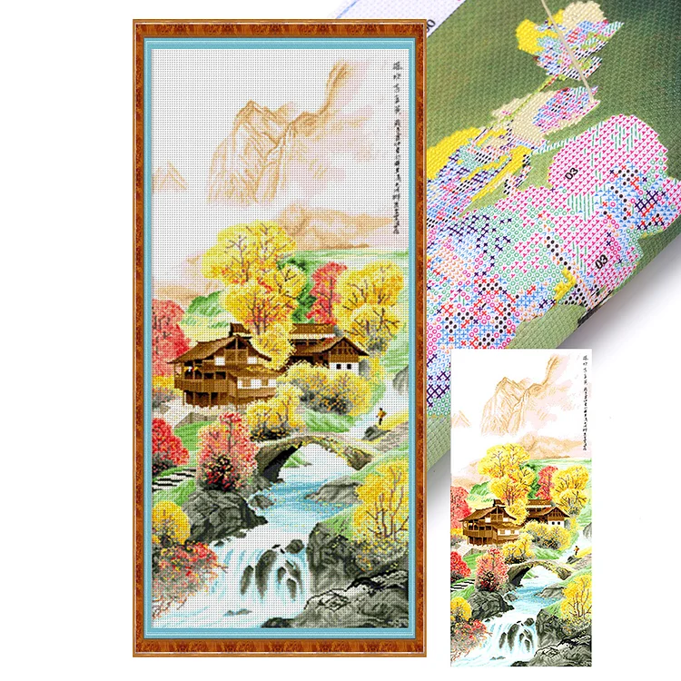 Spring-Four Seasons Jiangnan-Autumn (50*115cm) 11CT Stamped Cross Stitch gbfke