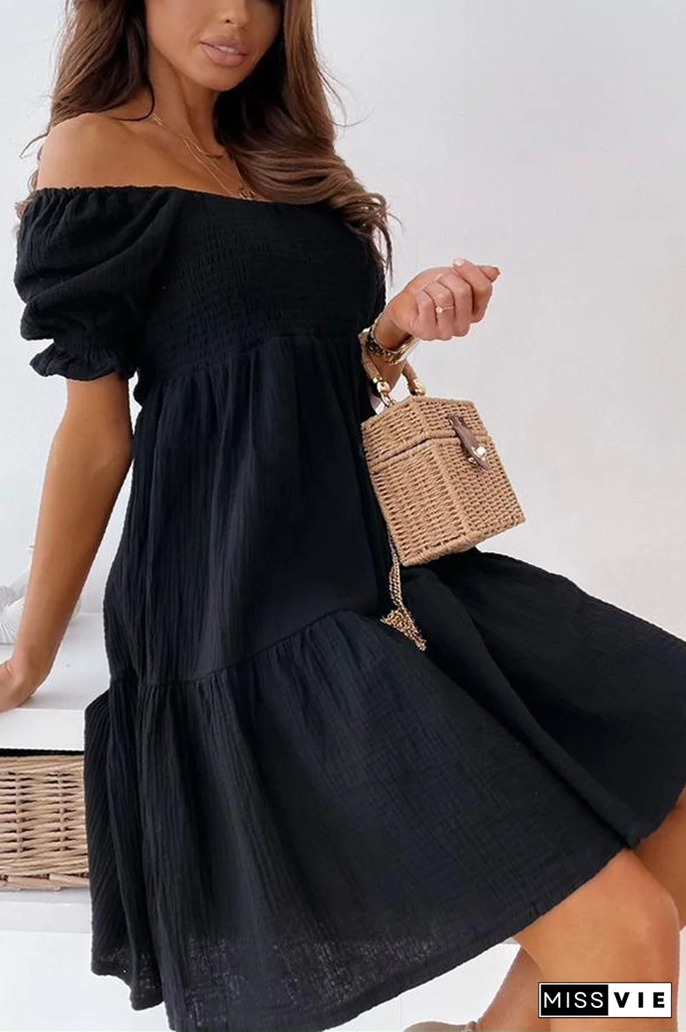 Enchanted Off The Shoulder Smocked Loose Dress