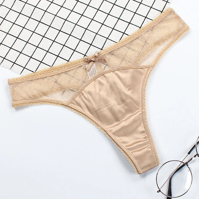Meet'r Women Lace Sexy Lingerie Seamless Transparent Panties Female Fashion Underwear Temptation Low-waist G String Thong