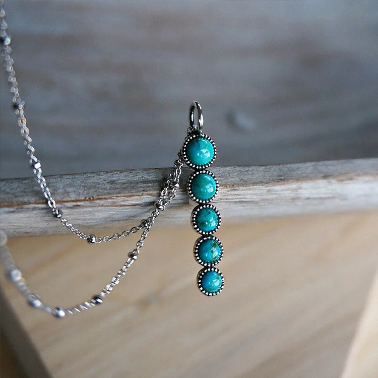 S925 Five-Point Turquoise Necklace