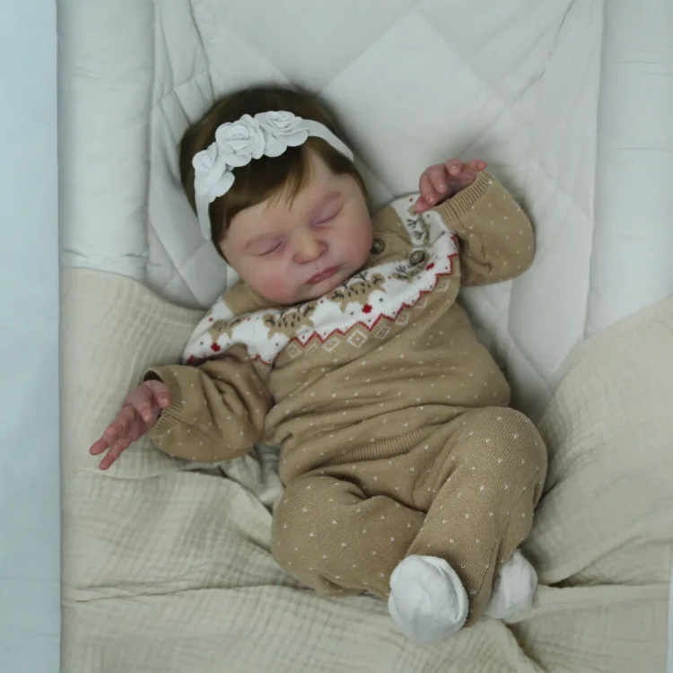  20" Lifelike Reborn Girl Brown Hair Baby Doll Named Kailer, Looks Really Cute - Reborndollsshop®-Reborndollsshop®
