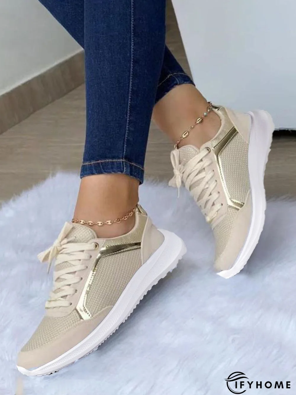 Mesh Fabric Split Joint Casual Lace-Up Sneakers | IFYHOME