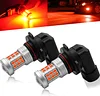Super Bright 3000lm 9145 H10 LED Fog Lights Bulbs DRL High Power 2835 Chips with Projector Lens Replacement for Cars Trucks, Red