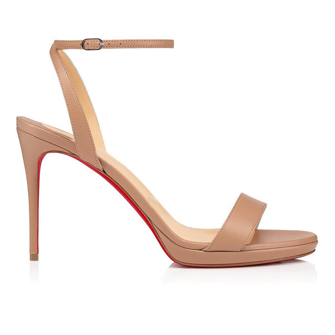 100mm Women's  Low  Platform Sandals Round Open Toe Red Bottom Ankle Straps Matte Pumps-MERUMOTE