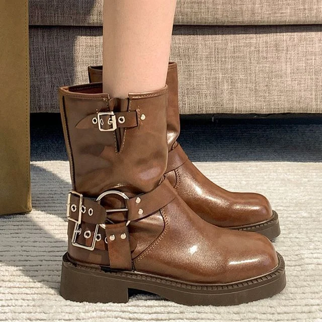 Platform Boots Buckled Short