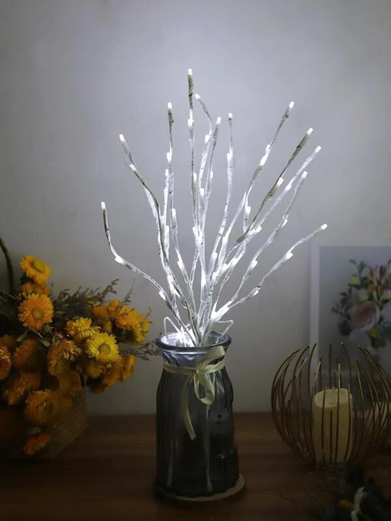 Tegooe Battery-Operated LED White Birch Branch Lights - 28 Inch Twig Decor