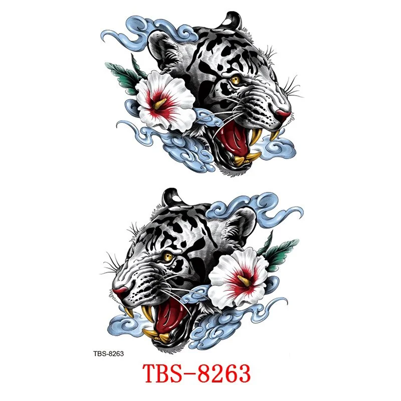 Sdrawing Forest King Animal Tattoo Sticker for Men Tiger Skull Skeleton Fake Tattoo for Women Wolf Tattoo Temporary Waterproof