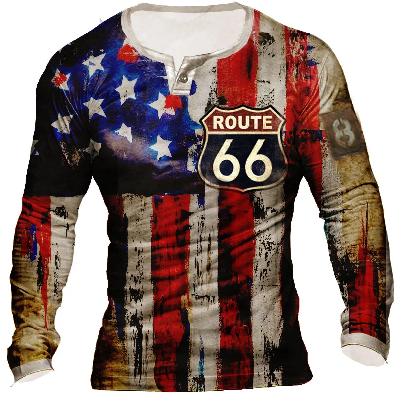 Men's Outdoor Flag Road 66 Printed Long Sleeve Top / [viawink] /