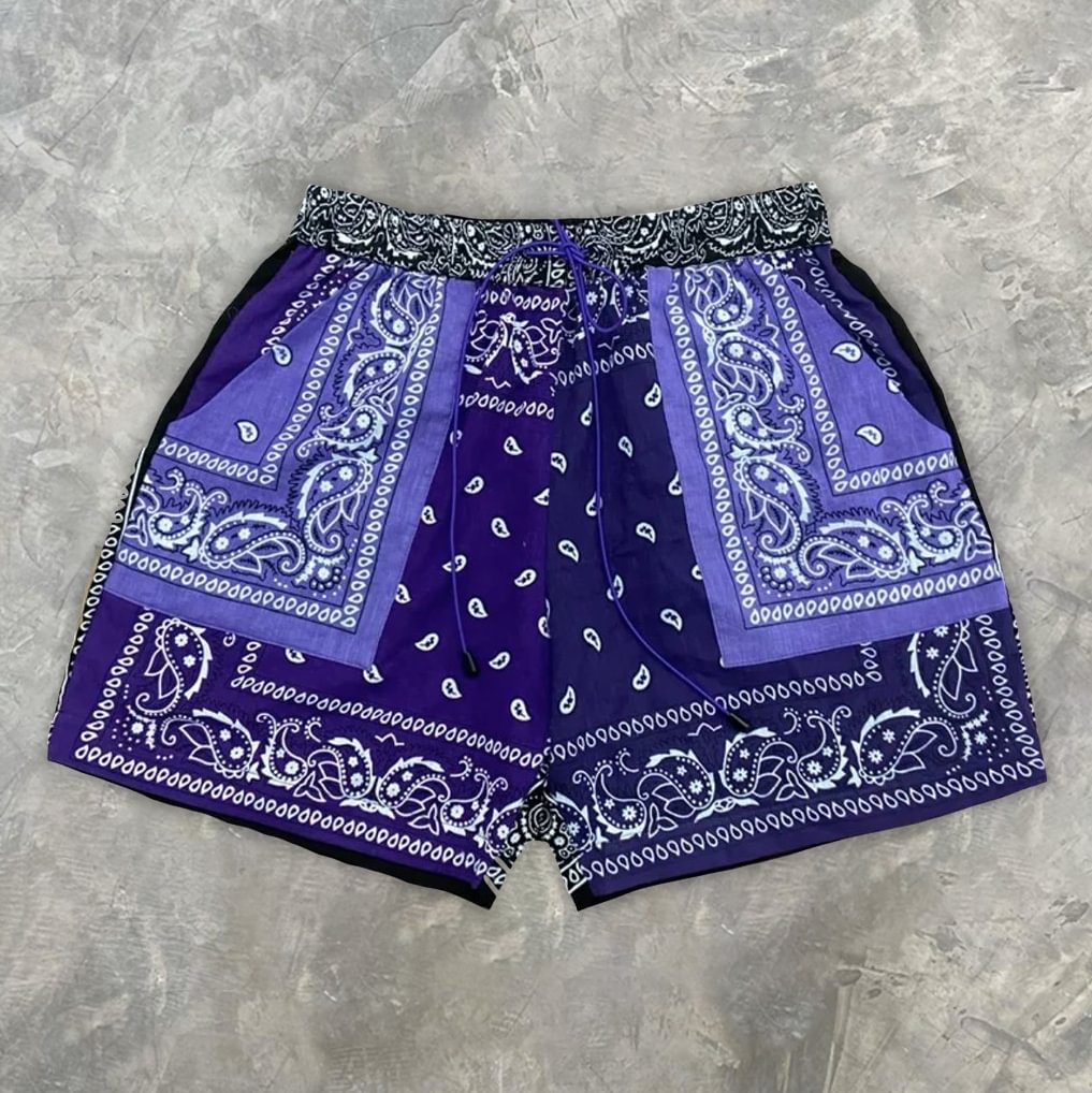 Purple Print Bandana Shorts