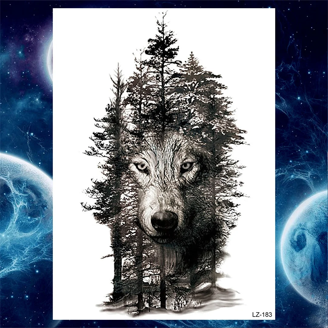 Octopus Anchor Skull Temporary Tattoos For Women Men Adult Pirate Black Skeleton Tattoo Sticker Fake Wolf Lion Tiger Tatoos Back