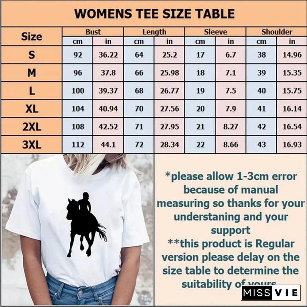 Womens Horse Print Knight Shirts Womens Tops Casual Tees Women Blouse Graphic T-Shirt