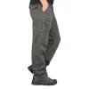 Men's Vintage Outdoor Tactical Cotton Elastic Waist Multi-Pocket Loose Cargo Pants by Inlyline